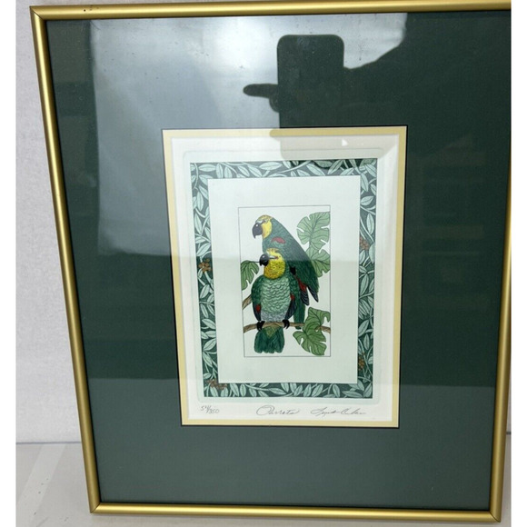 Linda Cullen Signed Limited Edition Framed watercolor "Parrots" 54/350 - Picture 1 of 5